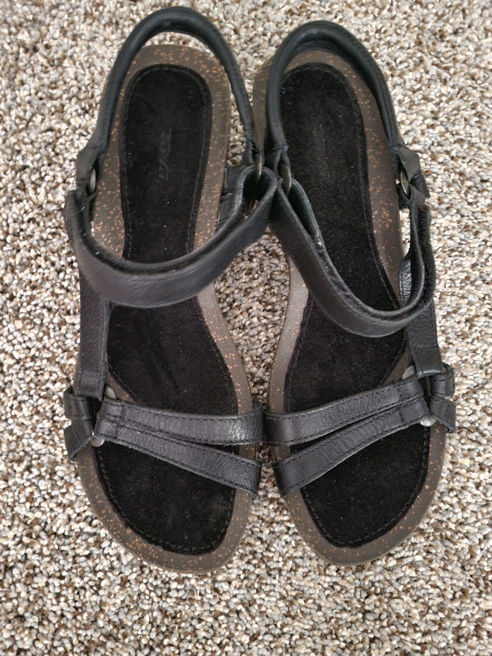 Teva Women's Black Leather Slingback Sandals
